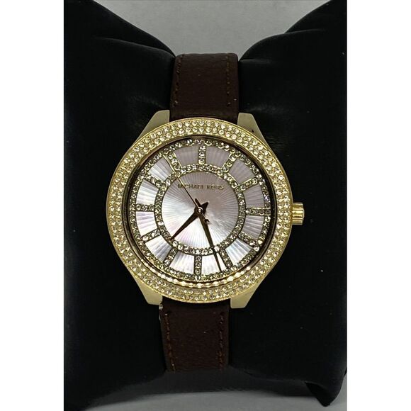 Michael Kors MK3396 Women's Brown Leather Analog Dial Quartz Genuine Watch HK940 - Picture 1 of 12